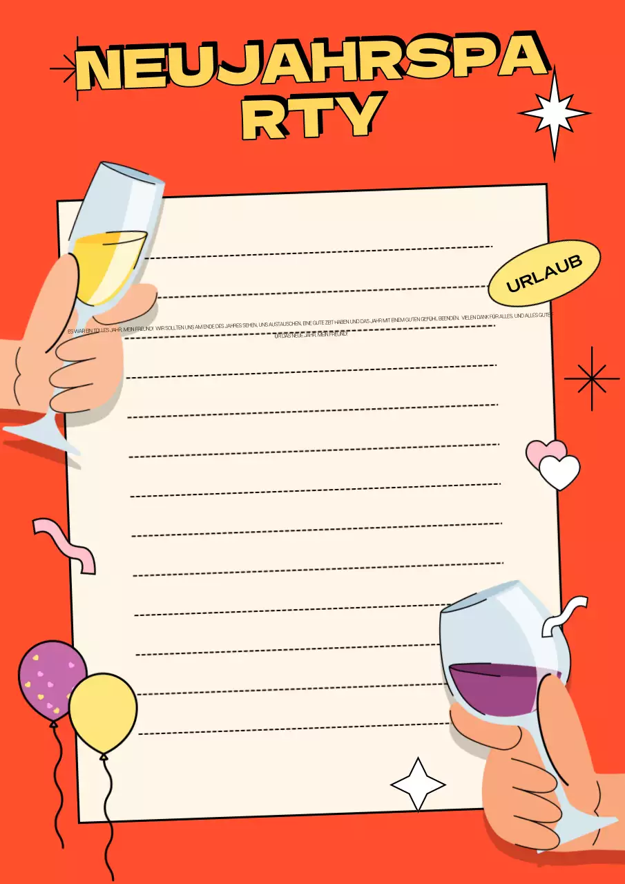 Orange Pop Neujahrspostkarte