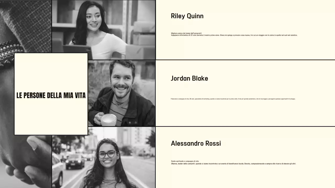 portfolio biografico minimale nero