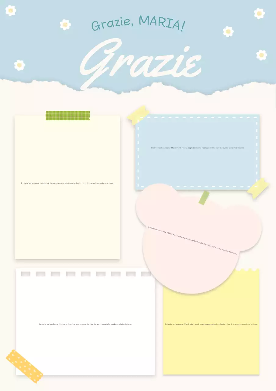 Simpatica carta per biglietti di ringraziamento in azzurro