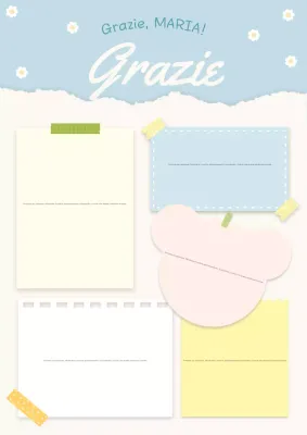 Simpatica carta per biglietti di ringraziamento in azzurro