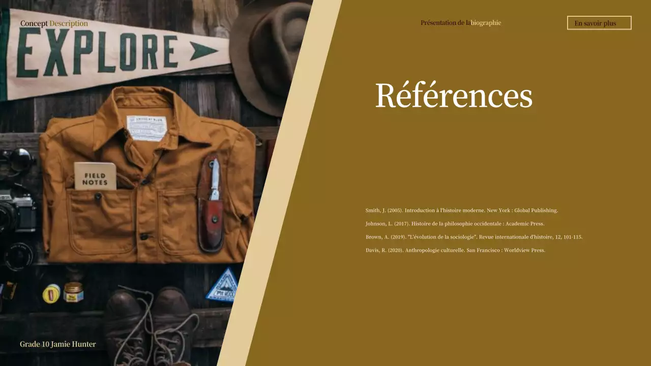 classe biographie vintage beige