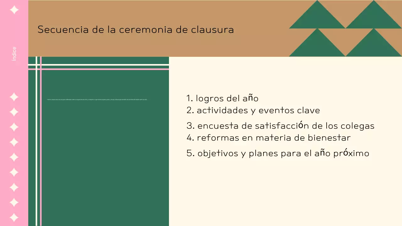 Una bonita presentación rosa de fin de año para la empresa