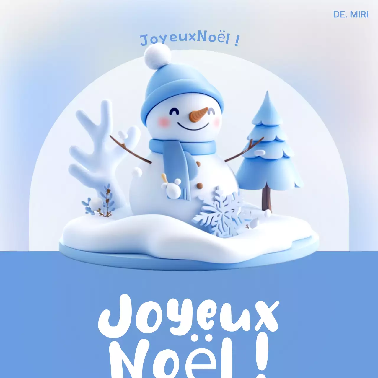 Jolie carte de Noël en bleu clair
