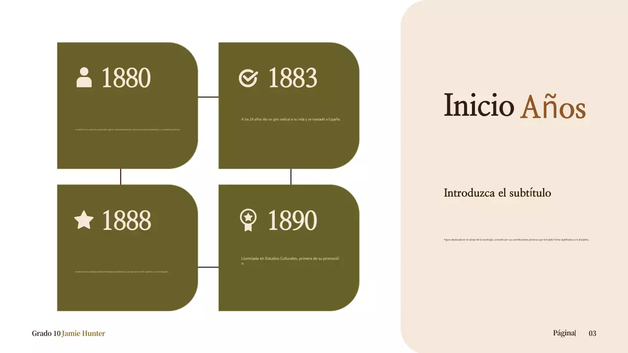 biografía clásica beige para anuncio escolar