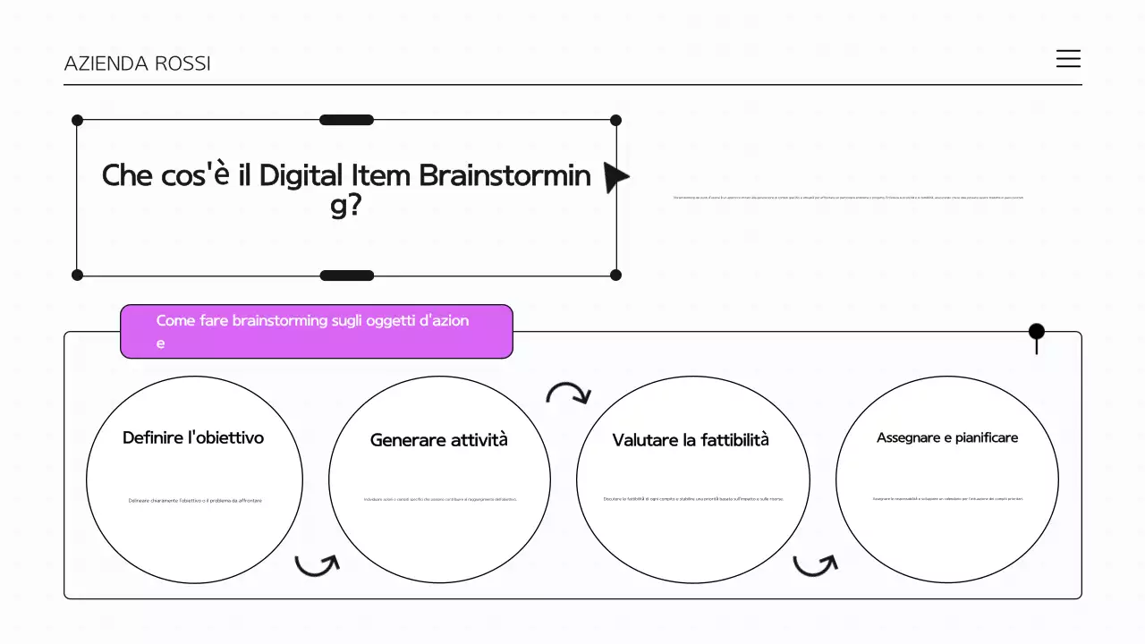 Presentazione infografica Brainstorming viola e bianco