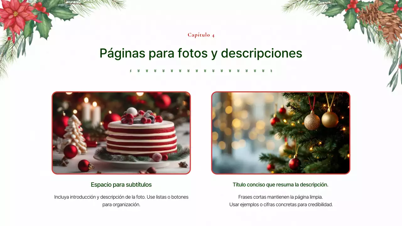 Planificador de fondo navideño en rojo y verde