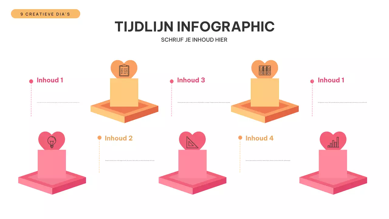 Oranje moderne tijdlijn infografische presentatie