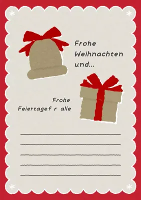 Weihnachtsbriefpapier im Vintage-Stil in Rot und Gold