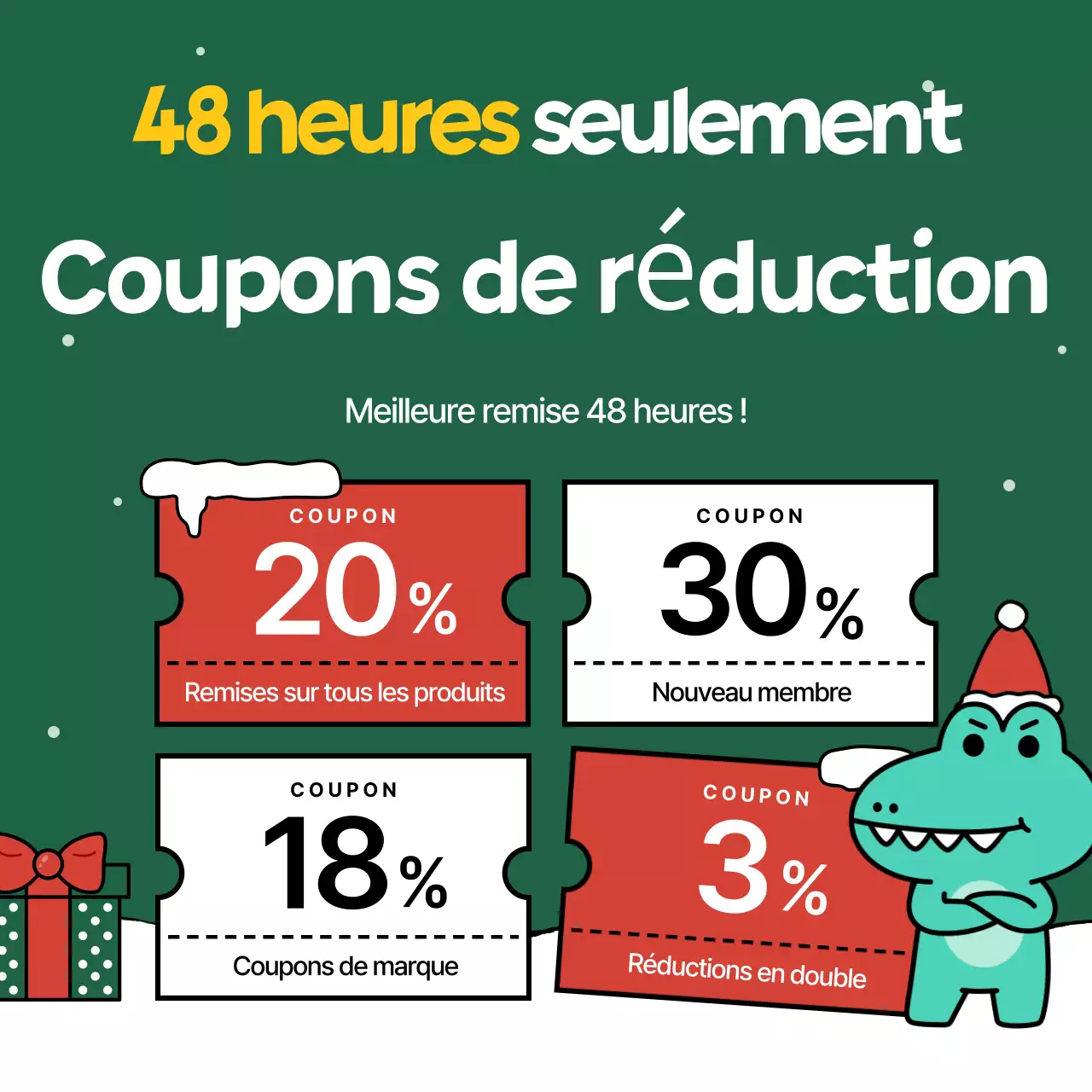 Promotion marketing de Noël rouge pour les fêtes de fin d'année