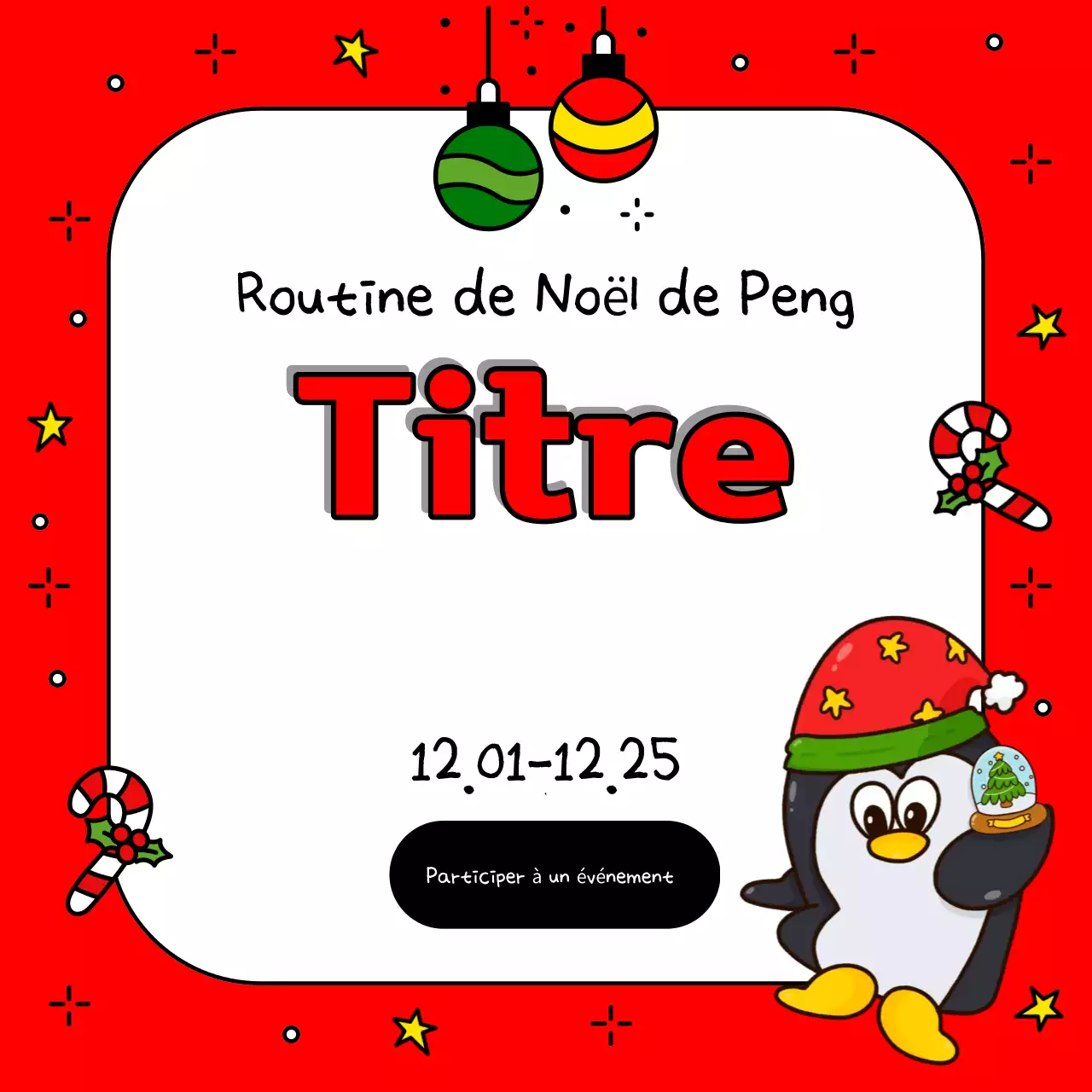 Annoncez votre événement de Noël en rouge et vert avec cette jolie publicité pour un événement de Noël.