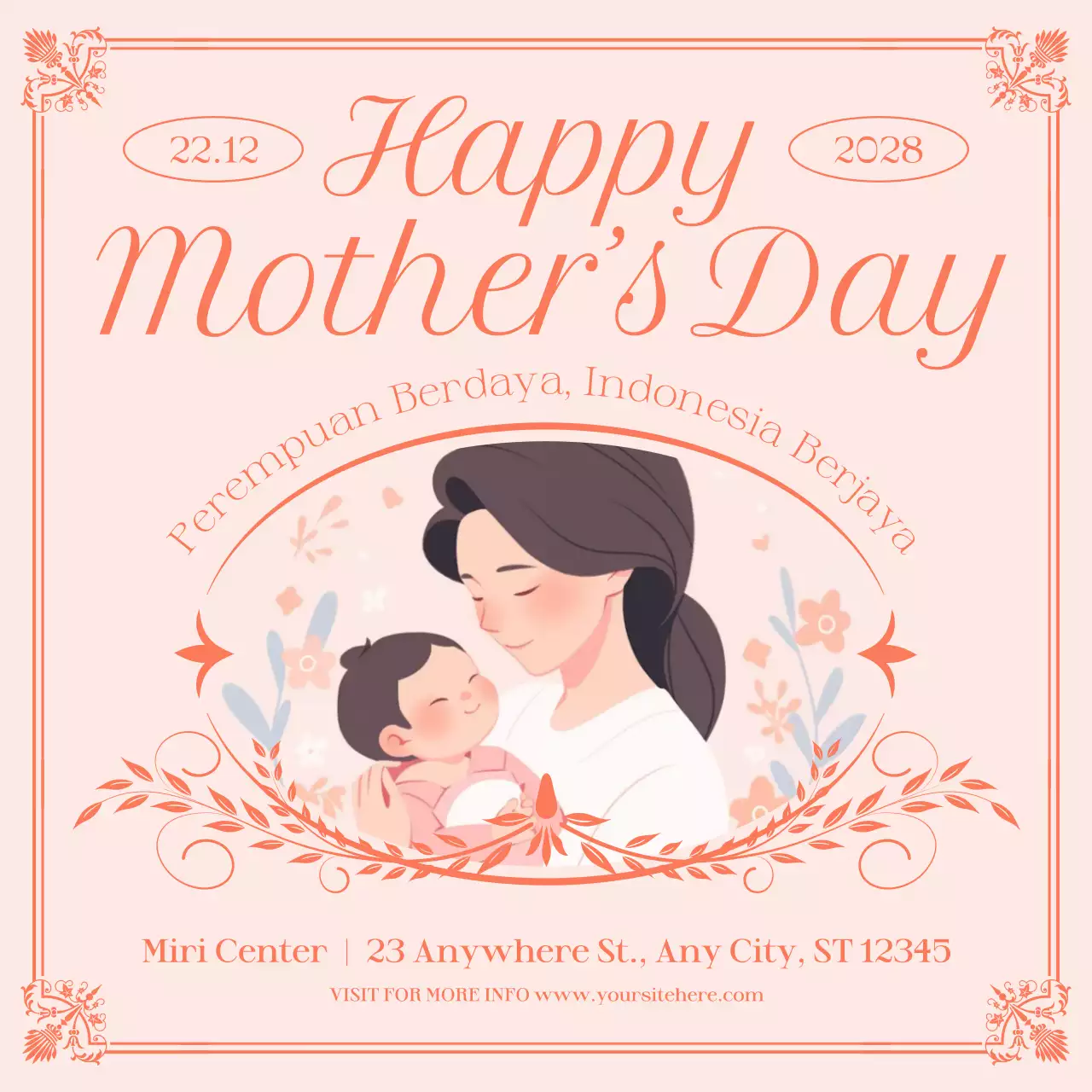 Pink Elegant Mother's Day Announcement Social Media Post