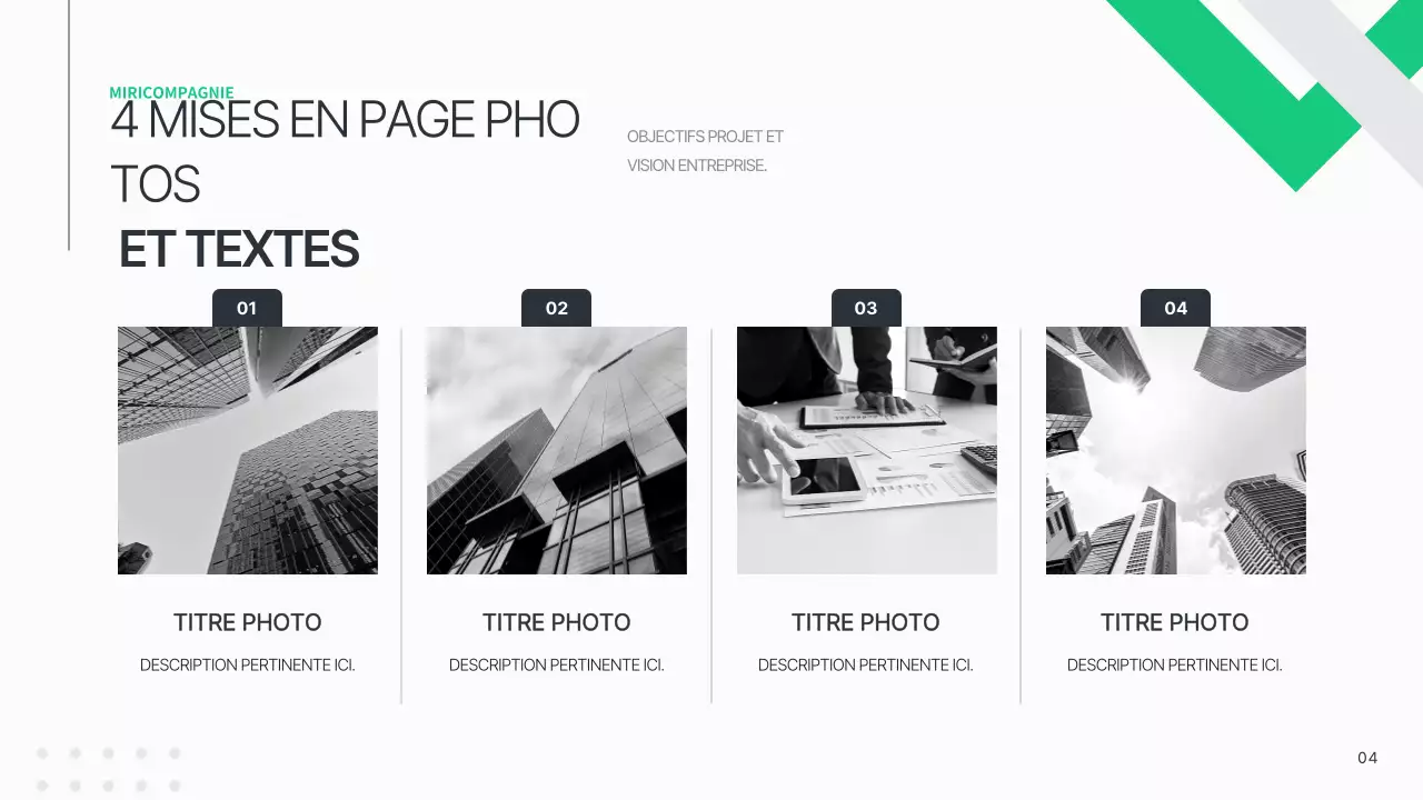 Un plan d'affaires simple en blanc et vert
