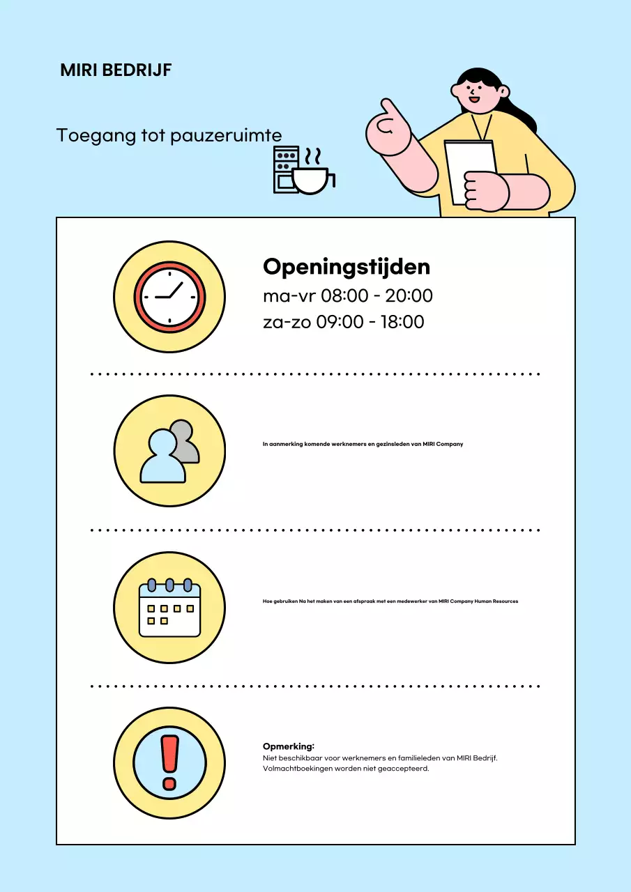 Een gids voor de lichtblauwe, schone pauzeruimte van een bedrijf