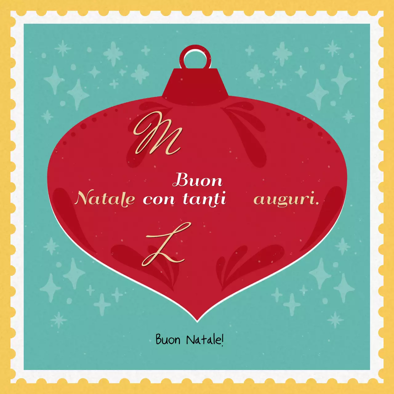 Cartolina natalizia rossa d'epoca