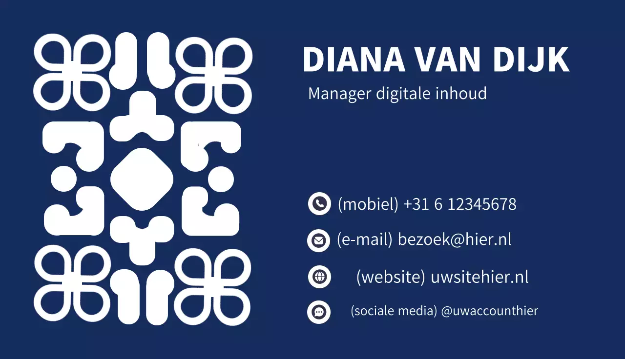 persoonlijk visitekaartje digitale content manager