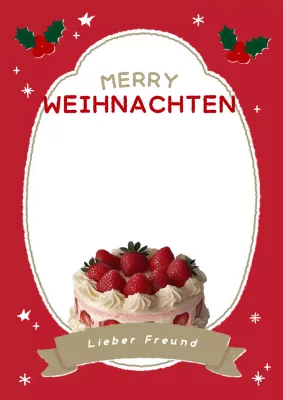 Weihnachtsbriefpapier im Vintage-Stil in Rot und Gold