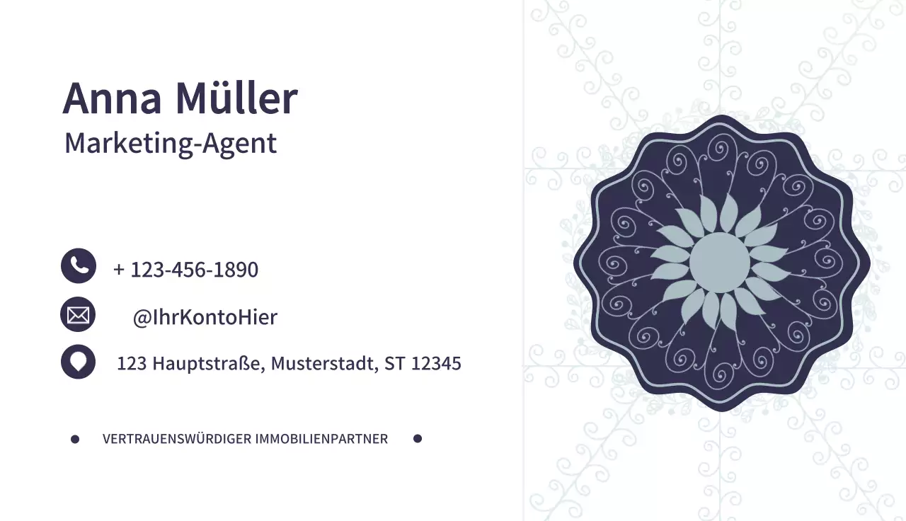 Weiße Visitenkarte eines Marketing-Agenten