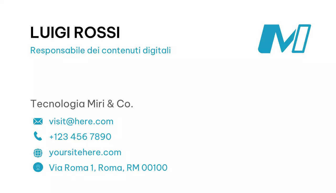 biglietto da visita moderno verde acqua