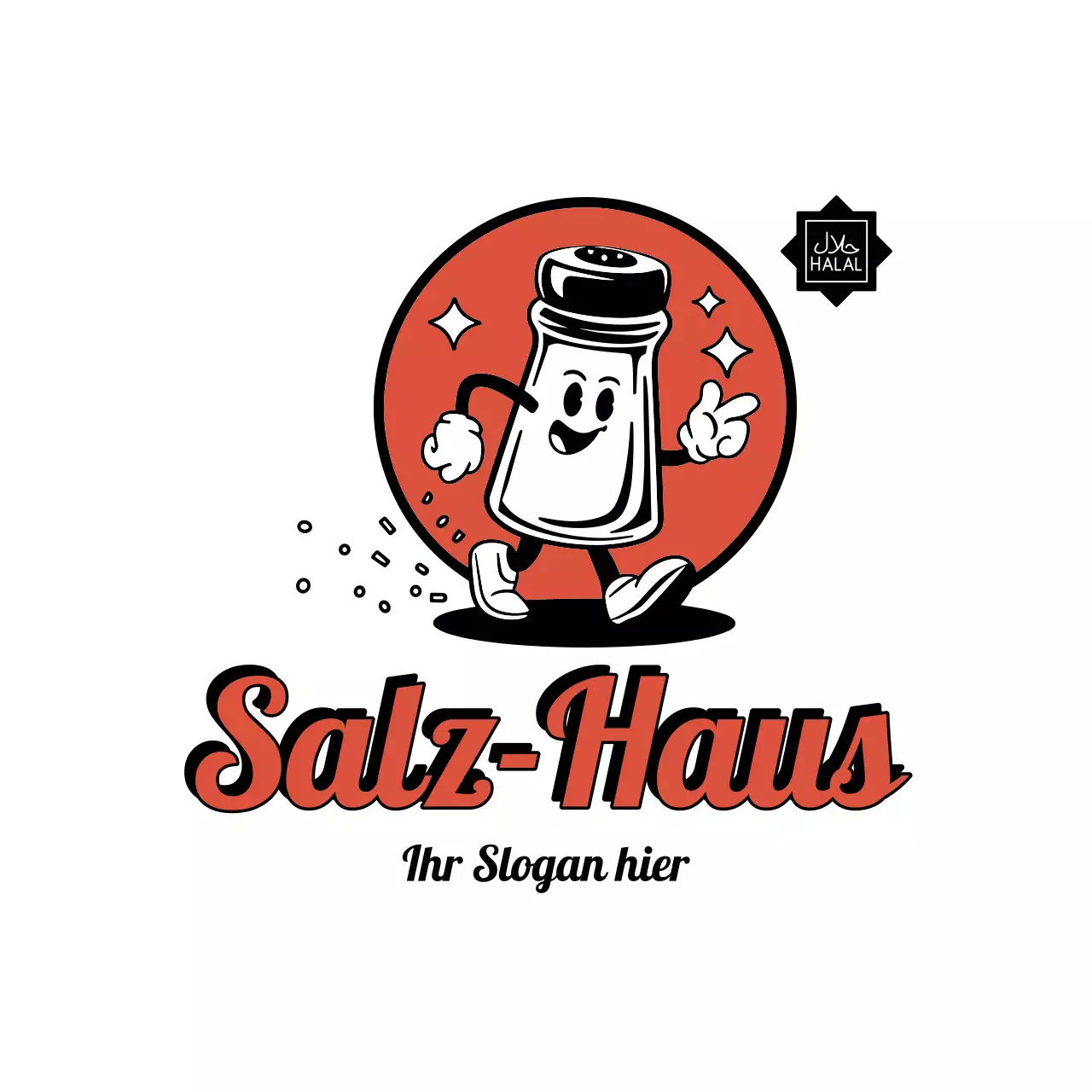 rotes Retro-Lebensmittel-Logo