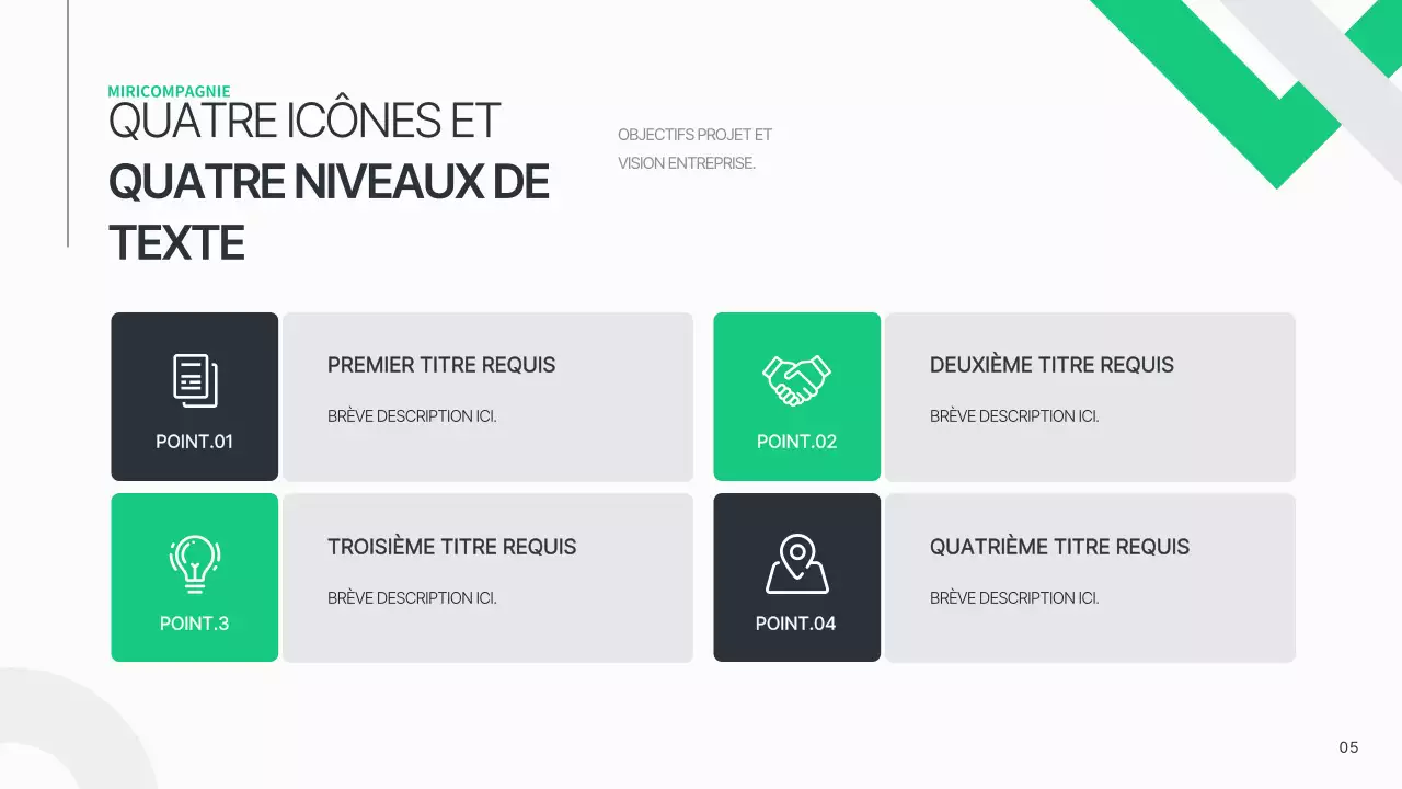 Un plan d'affaires simple en blanc et vert