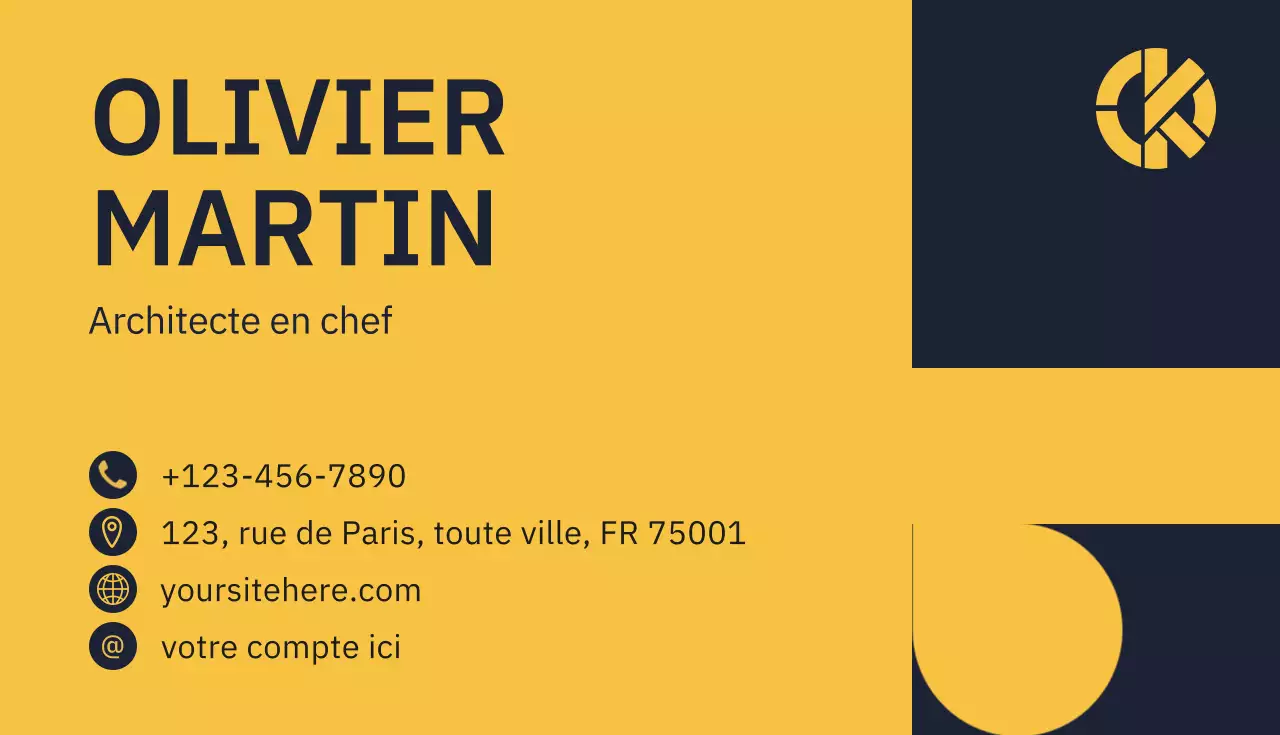 Carte de visite moderne jaune