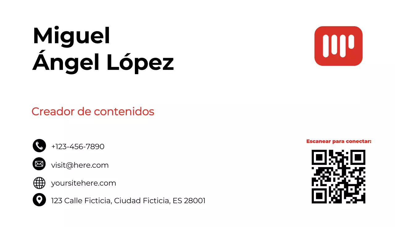 tarjeta de visita moderna roja