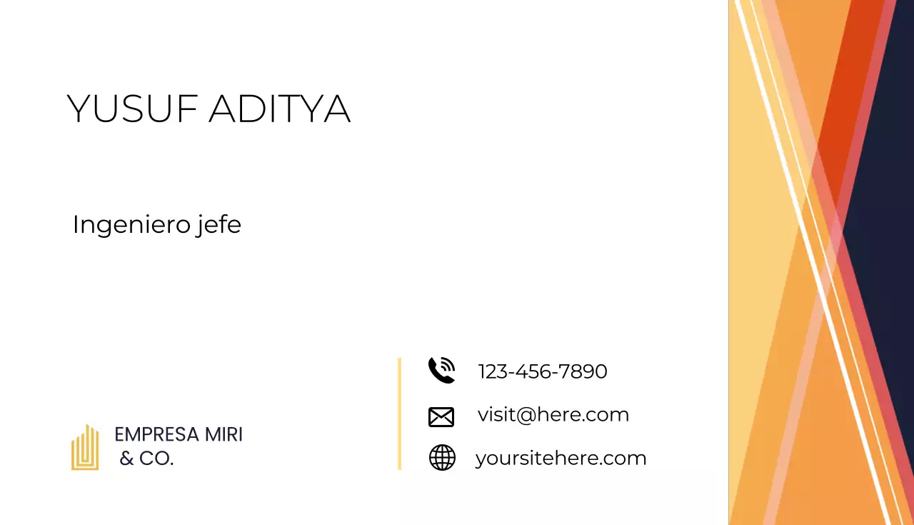 tarjeta de visita geométrica naranja