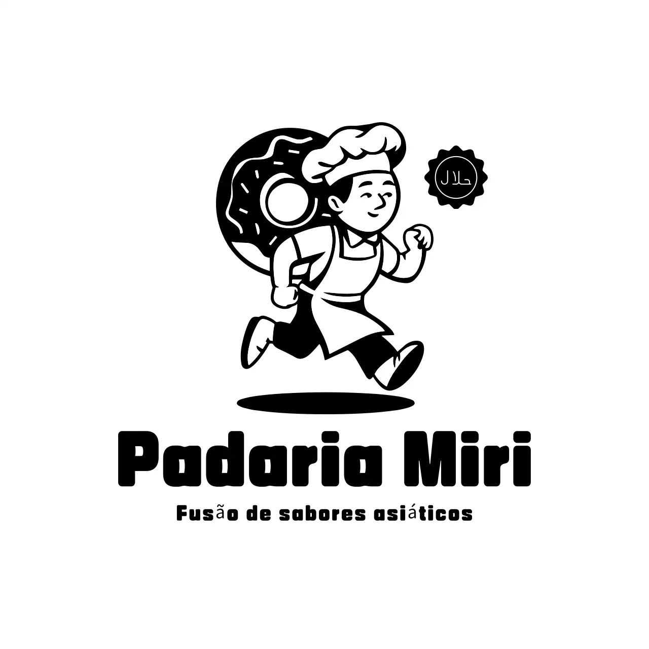 logótipo de padaria em desenho animado preto