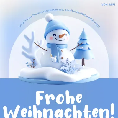 Niedliche Weihnachtskarte in Hellblau