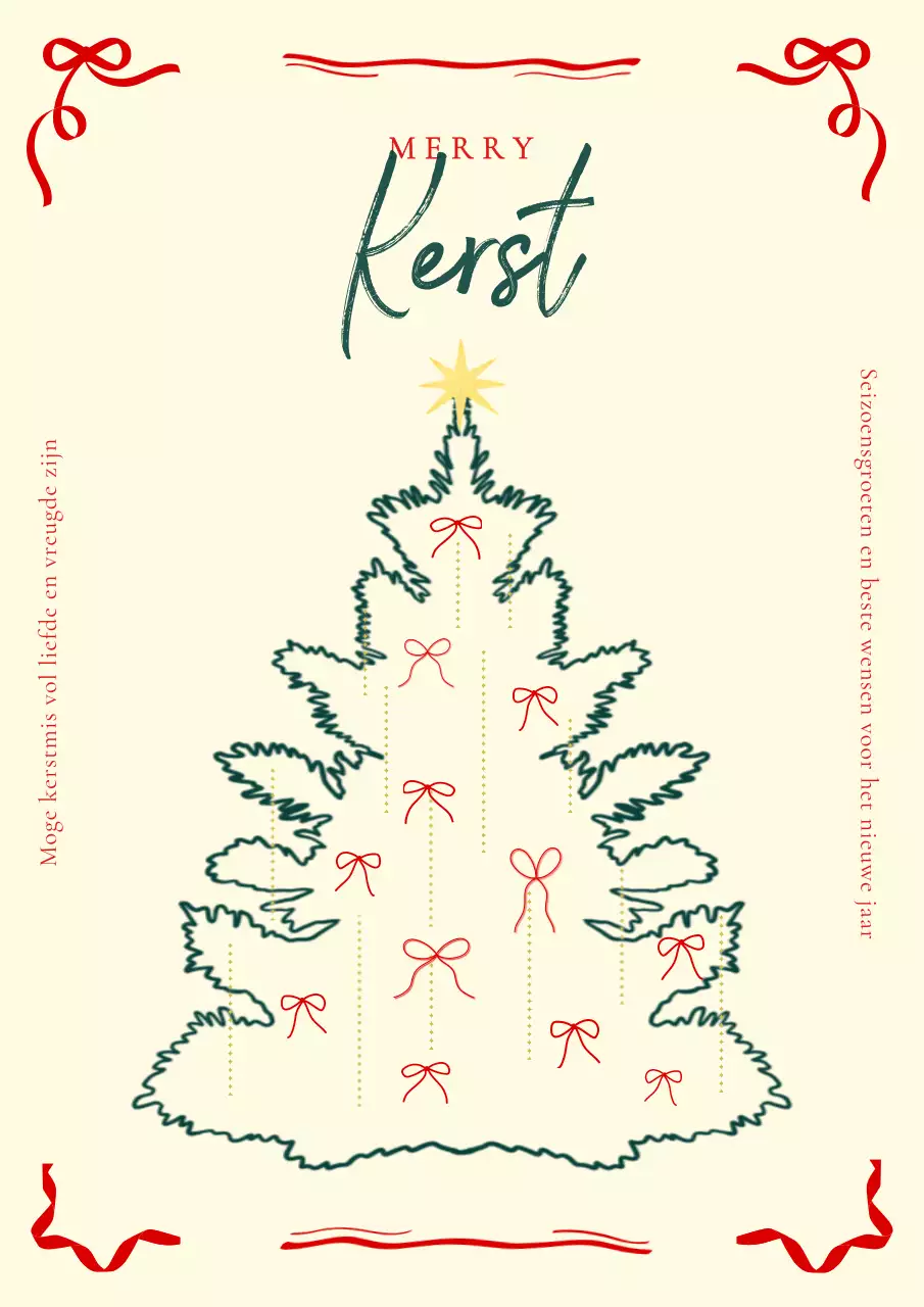 Eenvoudige kerstuitnodiging in beige