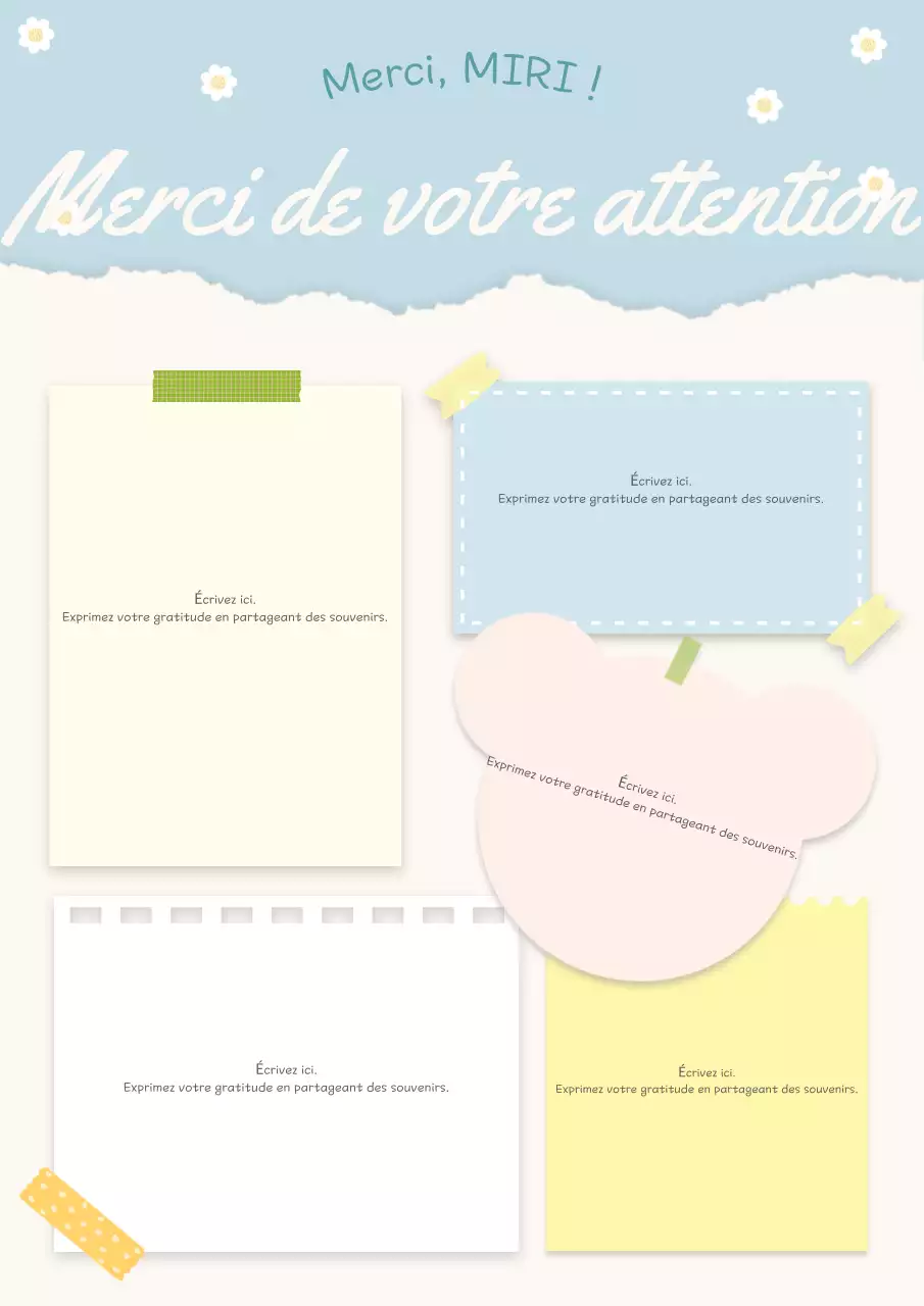 Mignon papier de remerciement en bleu clair