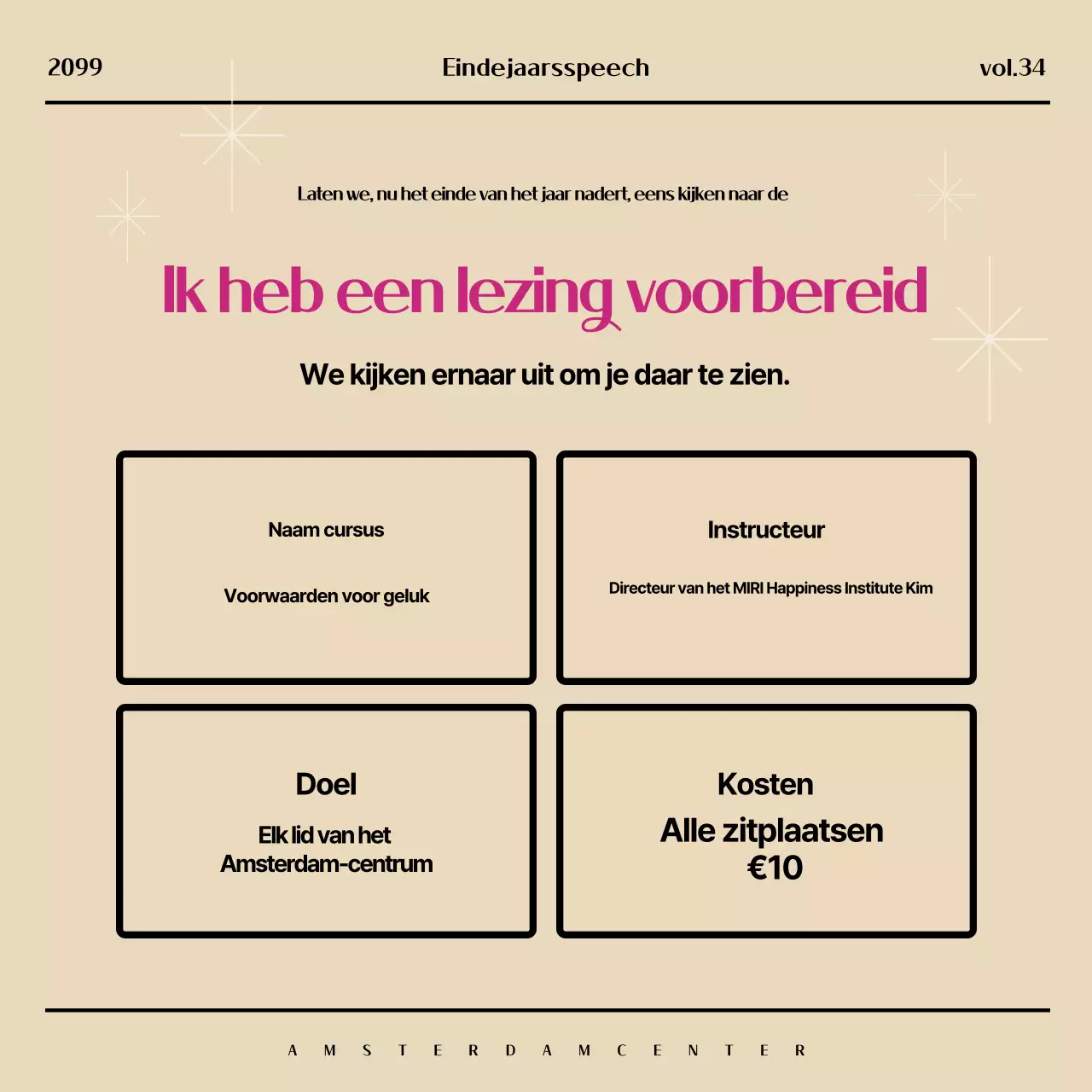 Promoot een moderne oudejaarsspecial in beige en roze