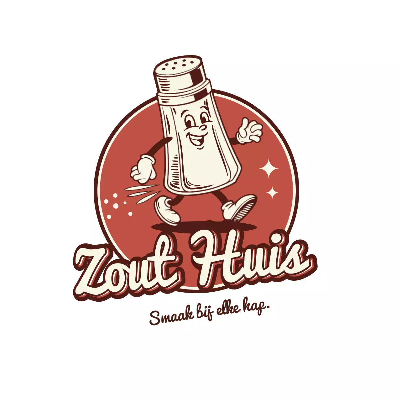 bruin retro voedselmascotte-logo