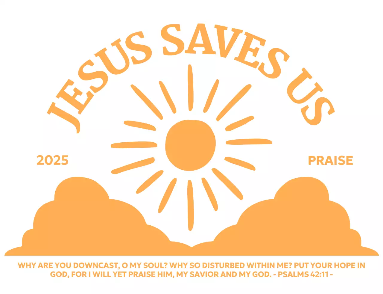 구름 위로 태양이 떠오른 일러스트가 있는 심플 교회 홍보