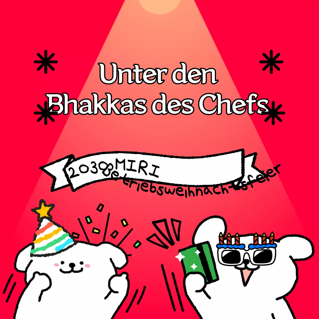 Eine Einladung zum Jahresende im Stil einer rosa-weißen Flasche in Rosa und Weiß