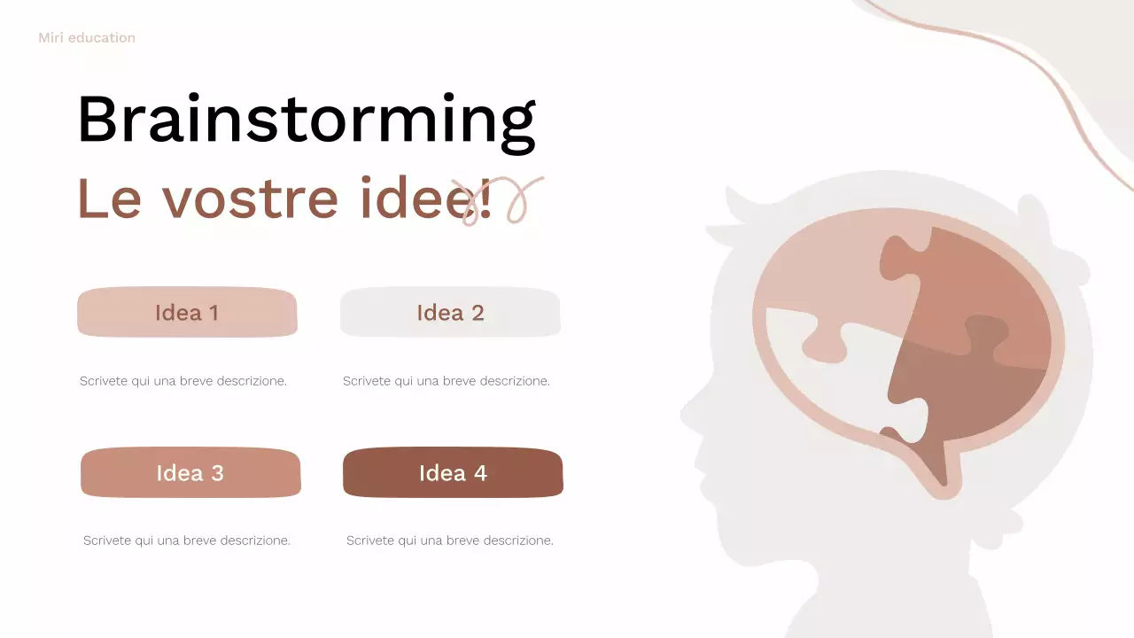 Guida al layout del brainstorming organico marrone e rosa