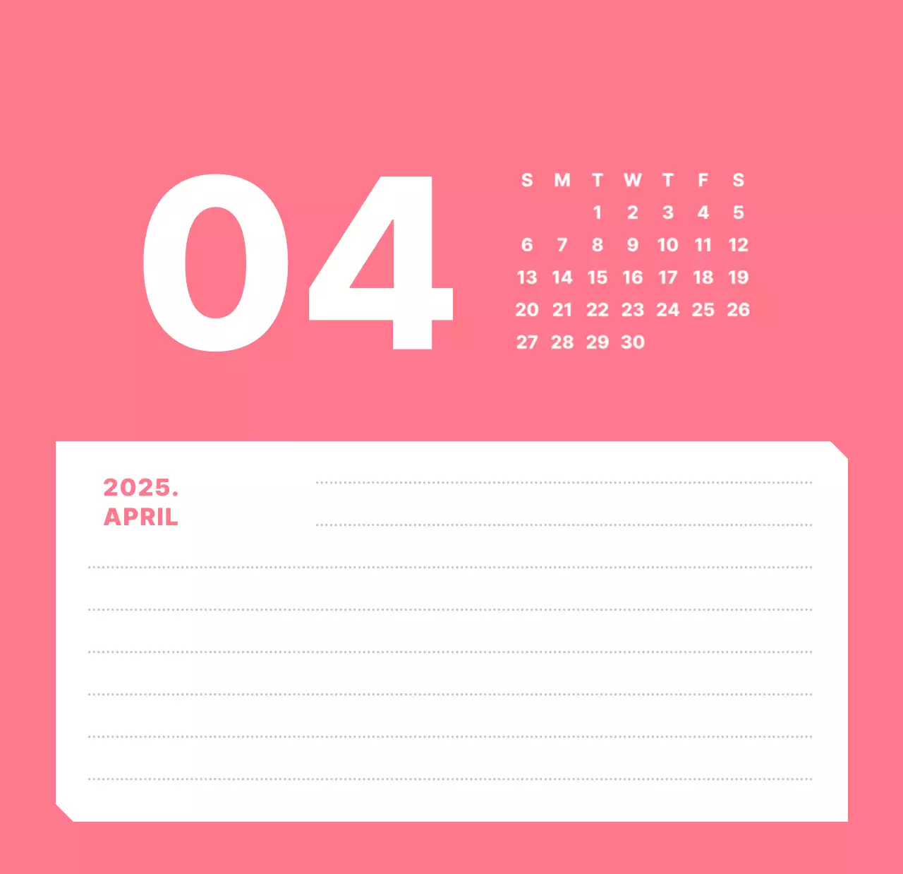 カラフルでシンプルな数字カレンダー