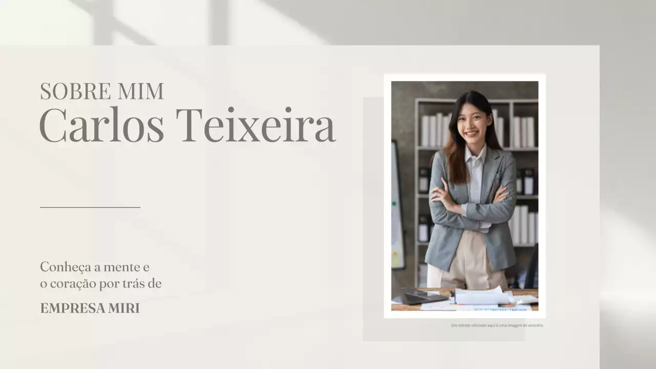 Apresentação de perfil de apresentação de perfil "Sobre mim" estética e limpa para profissionais