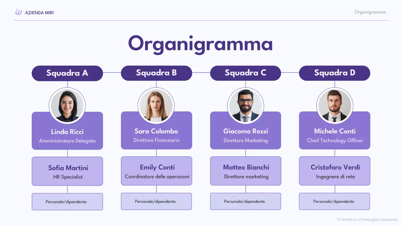 collezione moderna di organigrammi viola