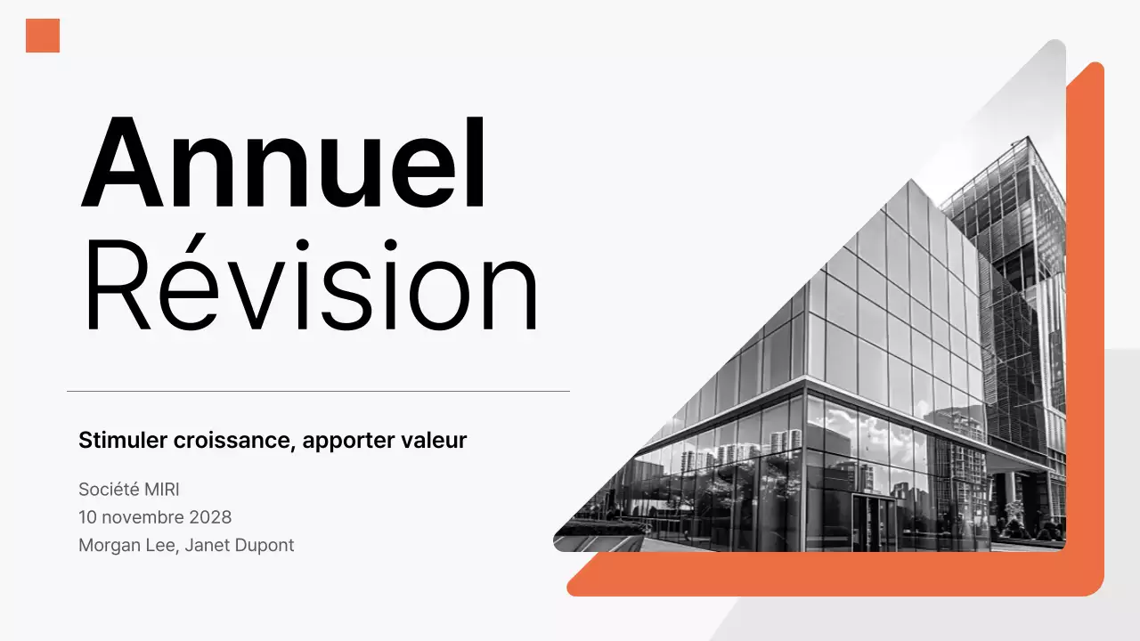 Présentation d'entreprise moderne de couleur orange