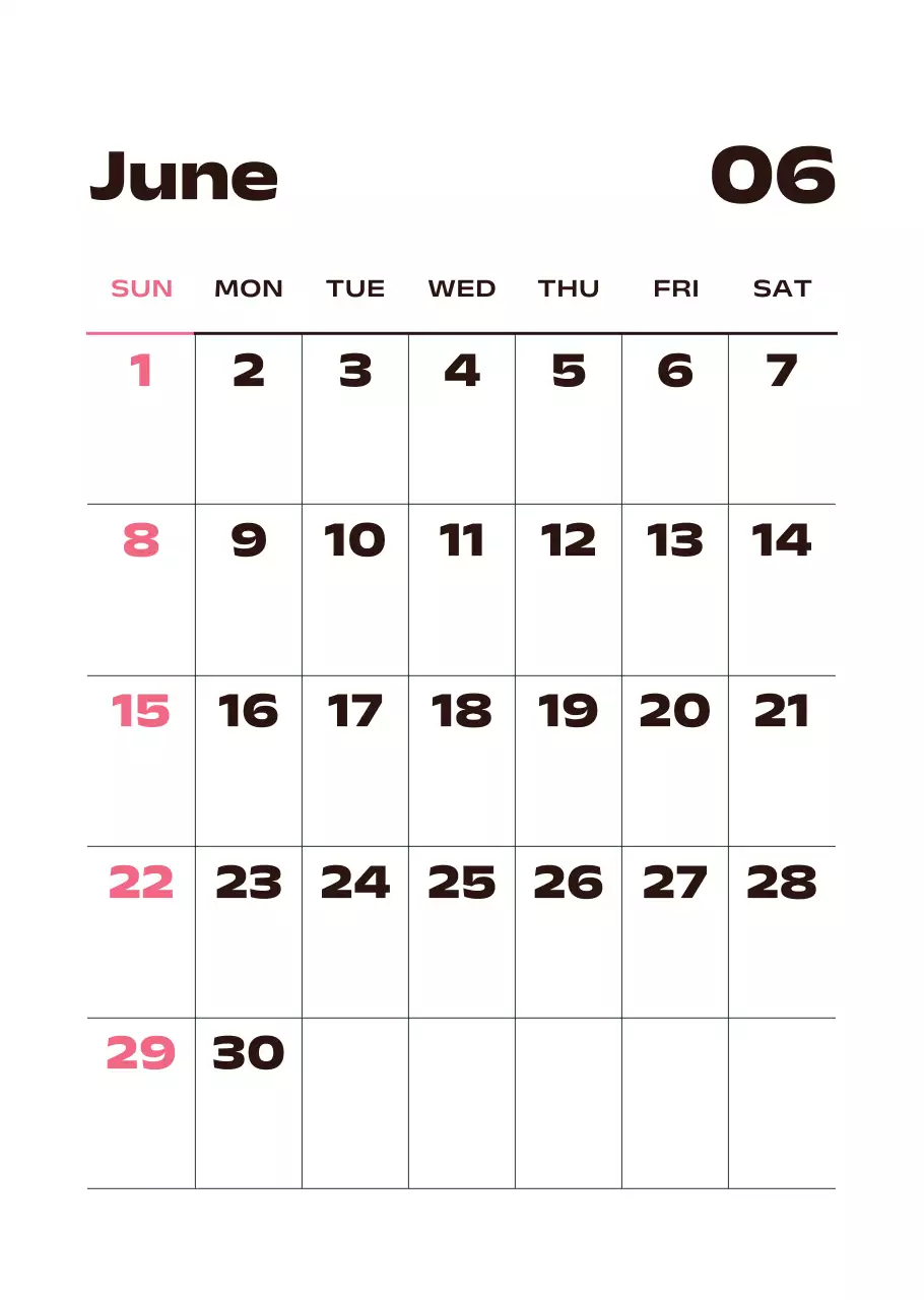 黒と白のモダンな2025年カレンダー