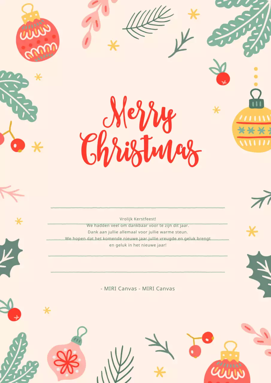 Beige gezellige kerstkaart