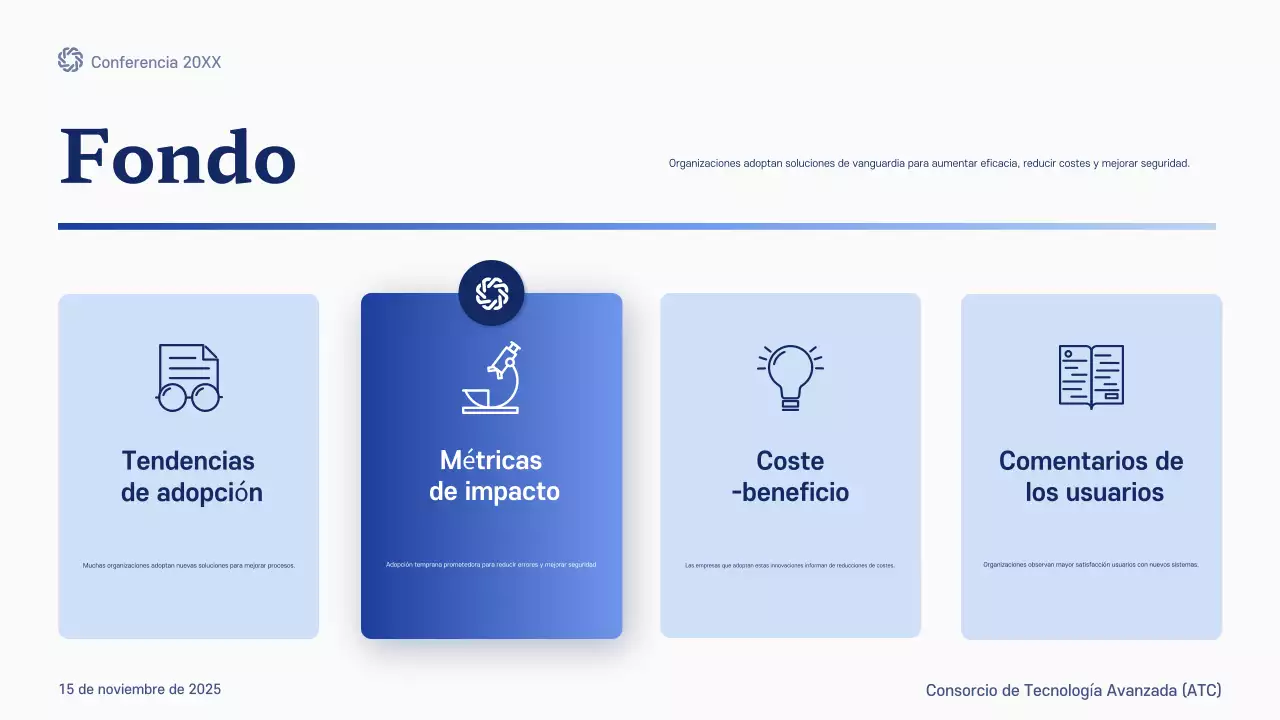 anuncio de la conferencia blue modern future