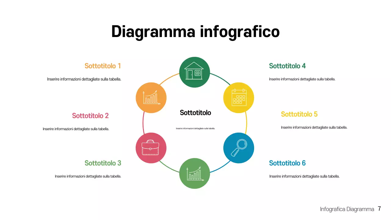 Modello di presentazione infografica moderna con arcobaleno