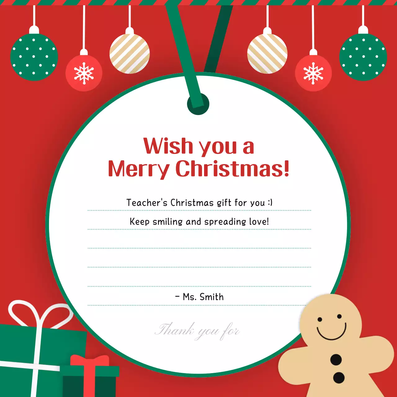 Posting Media Sosial Kartu Natal Tradisional Merah