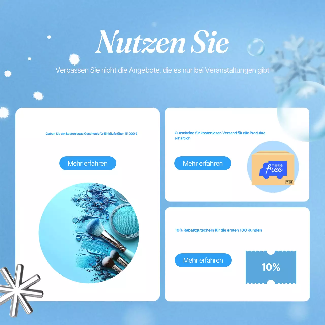 Eine hellblaue, winterlich-schöne Markenwerbung