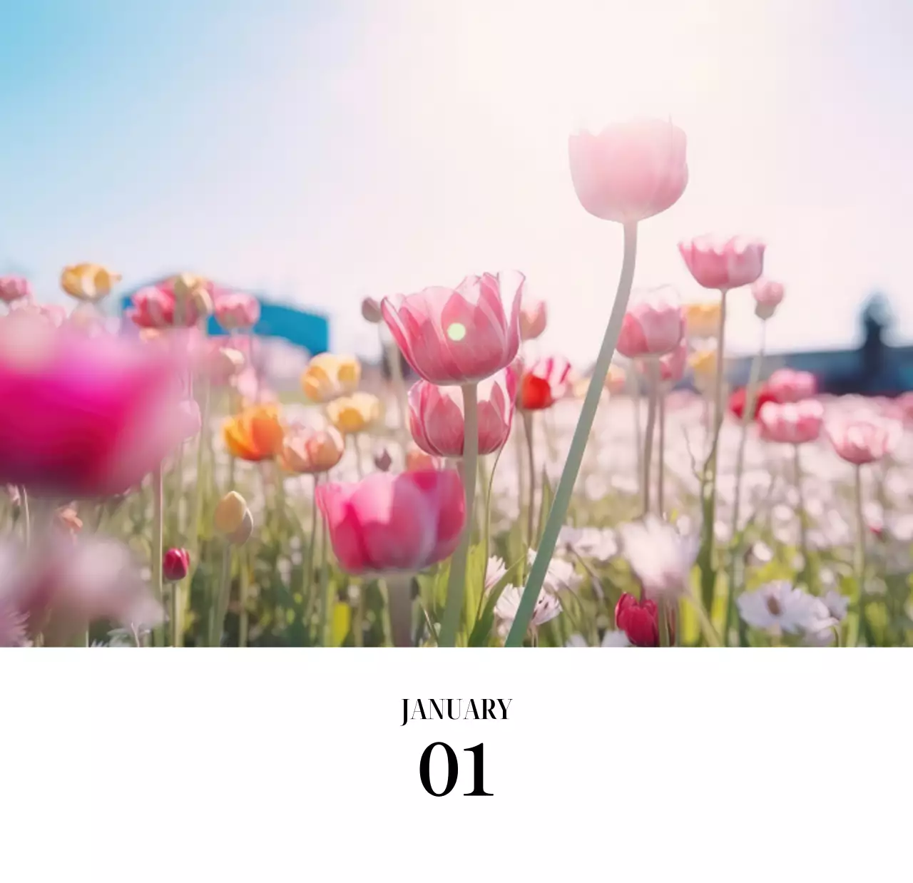 黒と白のシンプルな花写真2025年版カレンダー