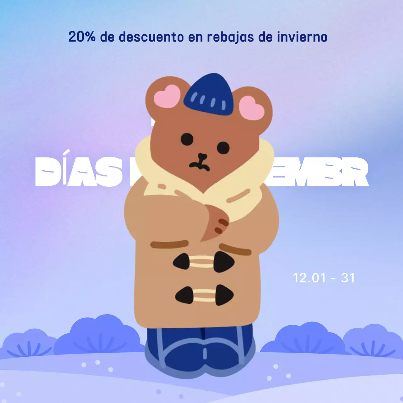 Promocione sus eventos de invierno en azul claro