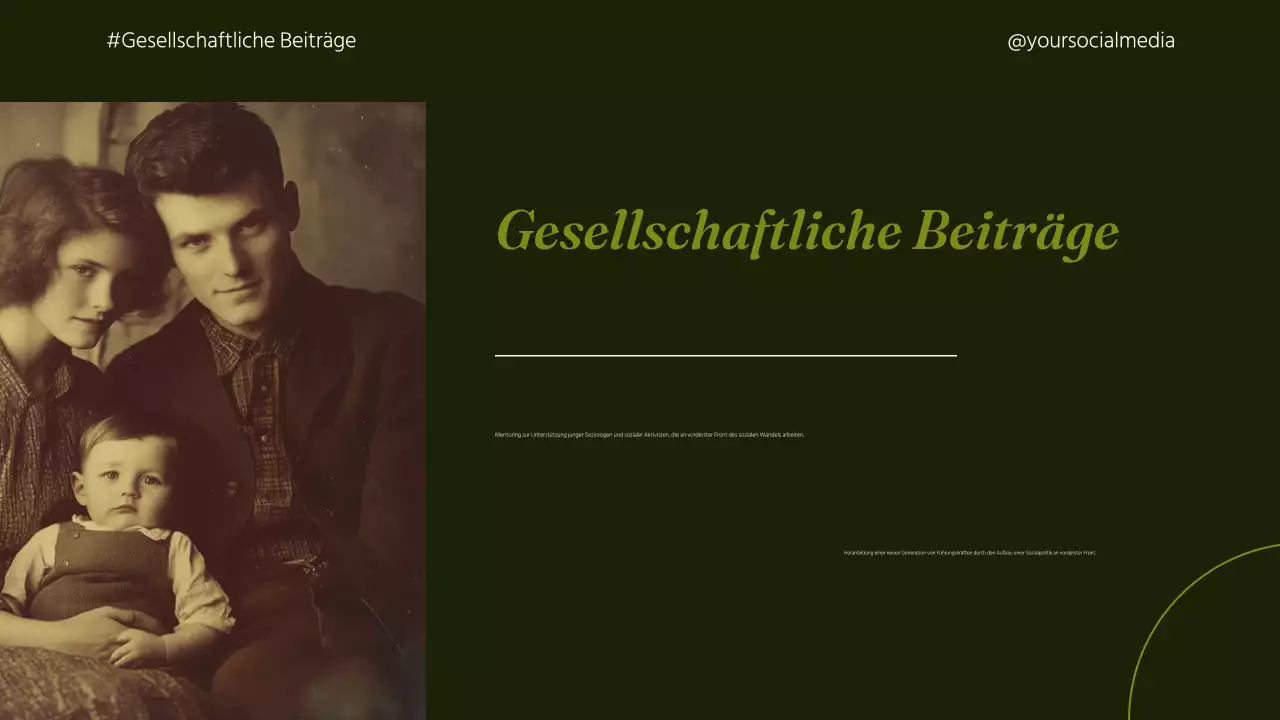 Grüner Klassiker der Biografiepräsentation