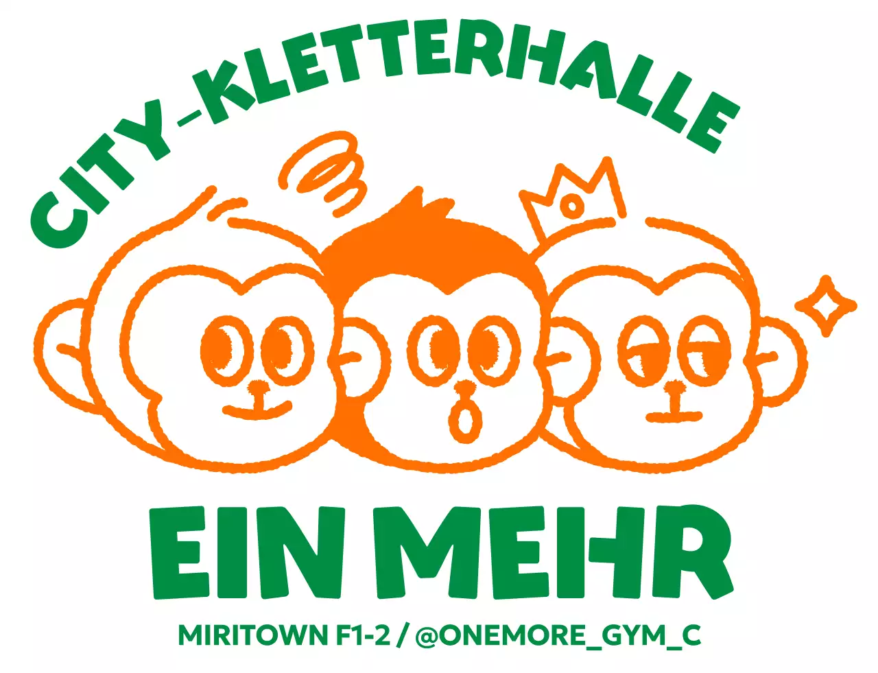 Kitschiges Workout-Logo mit Affen-Illustration
